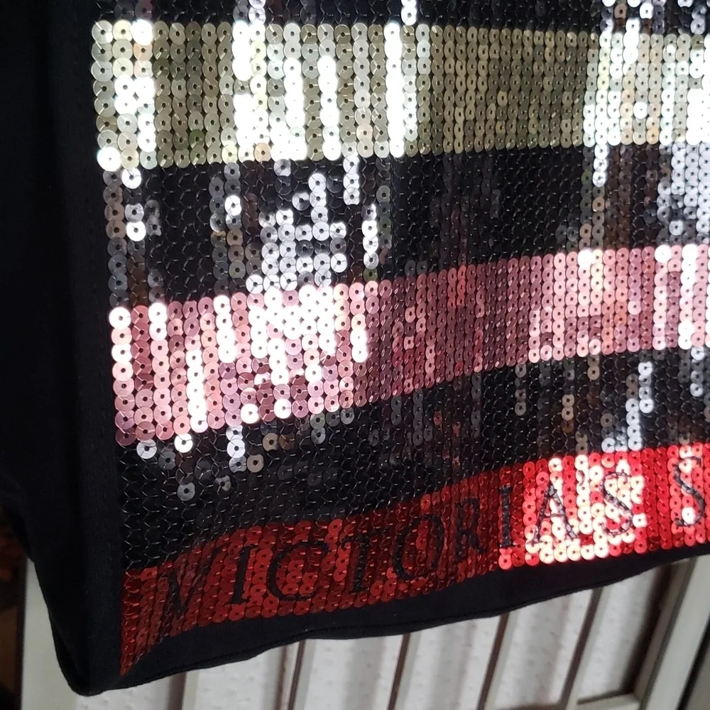 Victoria Secret black canvas with sequin details tote bag